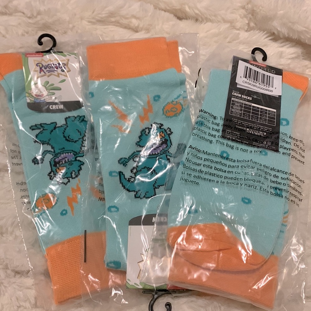 Nickelodeon Rugrats Men’s Crew Sock Shoe Size 8-12 Sock Size 10-13 3 pair NWT